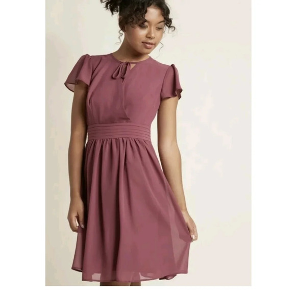 Modcloth Surplice A-Line Flutter Sleeves Dress - Picture 3 of 11